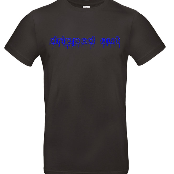 dripped out zwart tshirt blauw OPEN PLASMA logo