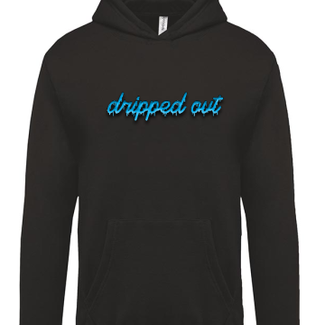 dripped out zwart hoodie blauw CLASSIC logo