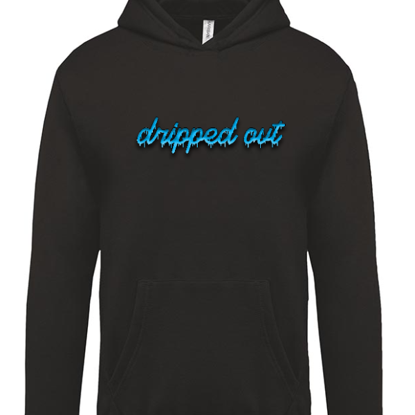 dripped out zwart hoodie blauw CLASSIC logo