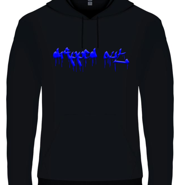 dripped out zwart hoodie blauw RUTHLES logo
