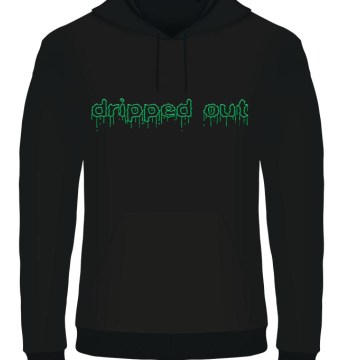 dripped out zwart hoodie groen OPEN PLASMA logo