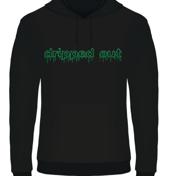 dripped out zwart hoodie groen OPEN PLASMA logo