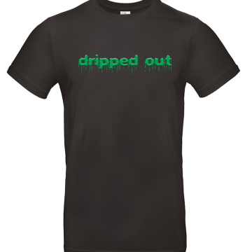 dripped out zwart tshirt groene PLASMA text