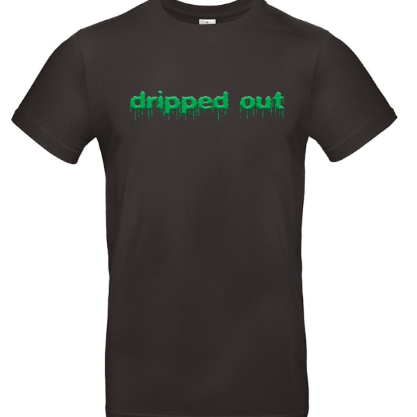 dripped out zwart tshirt groene PLASMA text