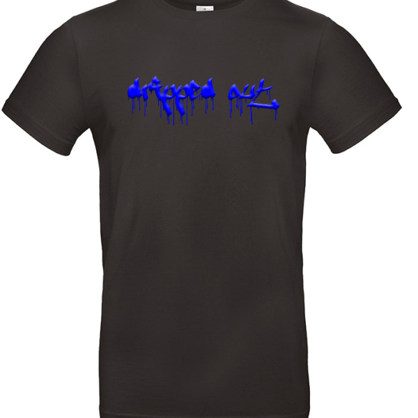 dripped out zwart tshirt blauw RUTHLESS logo