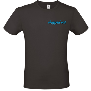 dripped out zwart tshirt met blauw CLASSIC logo